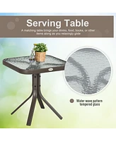 3 Piece Outdoor Glider Chair with Coffee Table Bistro Set, 2 Patio Rocking Swing Chairs with Breathable Sling Fabric, Glass Tabletop, for Backyard, Ga