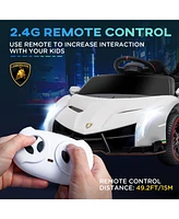 Streamdale Furniture Lamborghini Veneno Licensed Kids Electric Car with Bluetooth, 12V Ride on Car with Butterfly Doors, Remote Control, Portable Batt