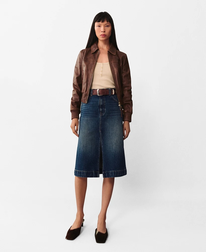 Mango Women's Denim Midi-Skirt