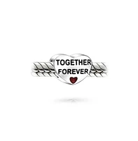 Bling Jewelry Together Forever Love Couples Red Heart Charm Bead .925 Sterling Silver