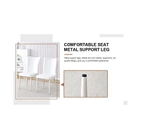 Table and chair set, Mdf desktop, white metal table legs, stable and beautiful, suitable for most styles of home. Modern simple dining table, comforta