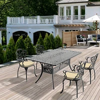 Cushions In Random Colors)5-Piece Set Of Cast Aluminum Patio Furniture With Cushions
