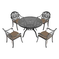 (Cushions In Random Colors)5-Piece Set Of Cast Aluminum Patio Furniture With Cushions