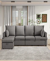 Streamdale Furniture Modern L shape Modular Sofa, 5 Seat Chenile sectional Couch Set with 2 pilows lncluded, freely CombinableIndoor Funiture for Livi