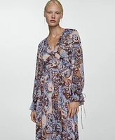 Mango Women's Ruffles Detail Paisley Dress