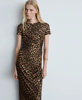 Mango Women's Ruffled Details Leopard Dress