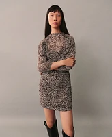 Mango Women's Leopard Print Draped Dress