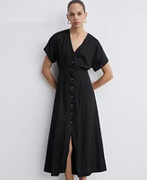 Mango Women's Buttons Detail A-Line Dress