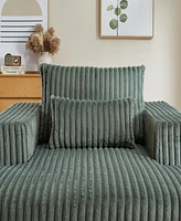 62.5-Inch Corduroy Sponge Sofa Lounge Chair, No Assembly Required, Fluffy Modern Sleeper Chair for Indoor Living Room Bedroom