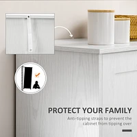 Kitchen Pantry Storage Cabinet, Freestanding Kitchen Cupboard with 2 Doors, Adjustable Shelves for Dining Room, White