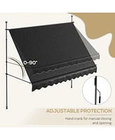 Manual Retractable Awning, 118" Non-Screw Freestanding Patio Sun Shade Shelter with Support Pole Stand and Uv Resistant Fabric, for Window, Door