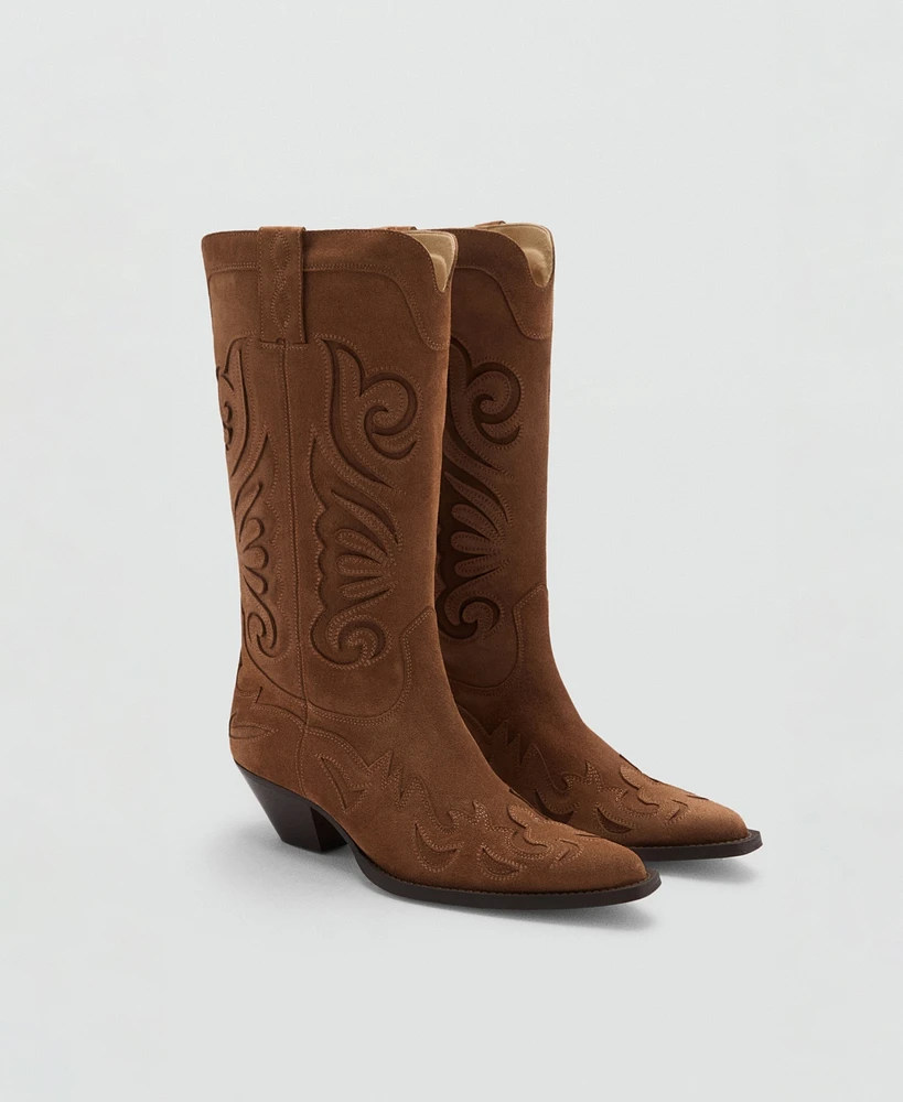 Mango Women's Cowboy Leather Boots