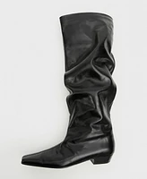 Mango Women's Leather High Boots