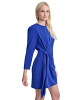 Dkny Women's Solid Side-Knot Long-Sleeve A-Line Dress