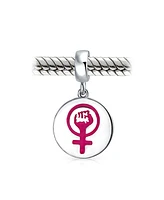 Bling Jewelry Inspirational # Me Too Women Rights Dangle Disc Bead Charm .925 Silver