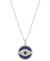 Effy Sapphire (3/4 ct. t.w.) & Diamond (1/6 ct. t.w.) Evil Eye 18" Pendant Necklace in Sterling Silver