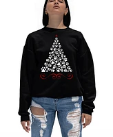 La Pop Art Women's Paw Christmas Tree Crewneck Sweatshirt