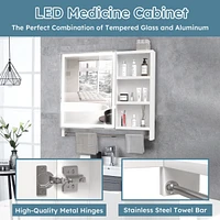 Modern 32x28inches bathroom cabinets, medicine cabinets with mirrors and Led lights, bathroom lockers with multilevel storage compartments and towel r