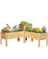 Simplie Fun Raised Garden Bed Set of 3, Wooden Elevated Planter Box with Legs and Bed Liner, for Backyard and Patio to Grow Vegetables, Herbs, and Flo