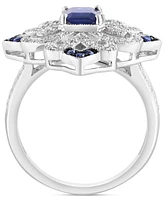 Effy Sapphire (1-1/6 ct. t.w.) & Diamond (3/8 ct. t.w.) Statement Ring in Sterling Silver