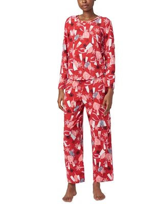 Hue Women's Printed Waffle-Fleece Long Pajama Set