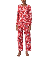 Hue Women's Printed Waffle-Fleece Long Pajama Set