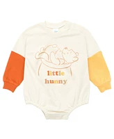 Winnie the Pooh Baby Boys Disney Minnie Mouse Mickey French Terry Oversized Long Sleeve Bodysuit and Hat Newborn to