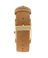 Peugeot Women's Tank Watch Roman Dial Brown Leather Strap