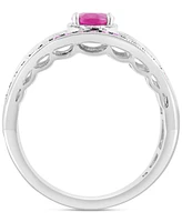 Effy Collection Diamond (3/8 ct. t.w.) & Ruby (1-1/4 ct. t.w.) Ring in Sterling Silver