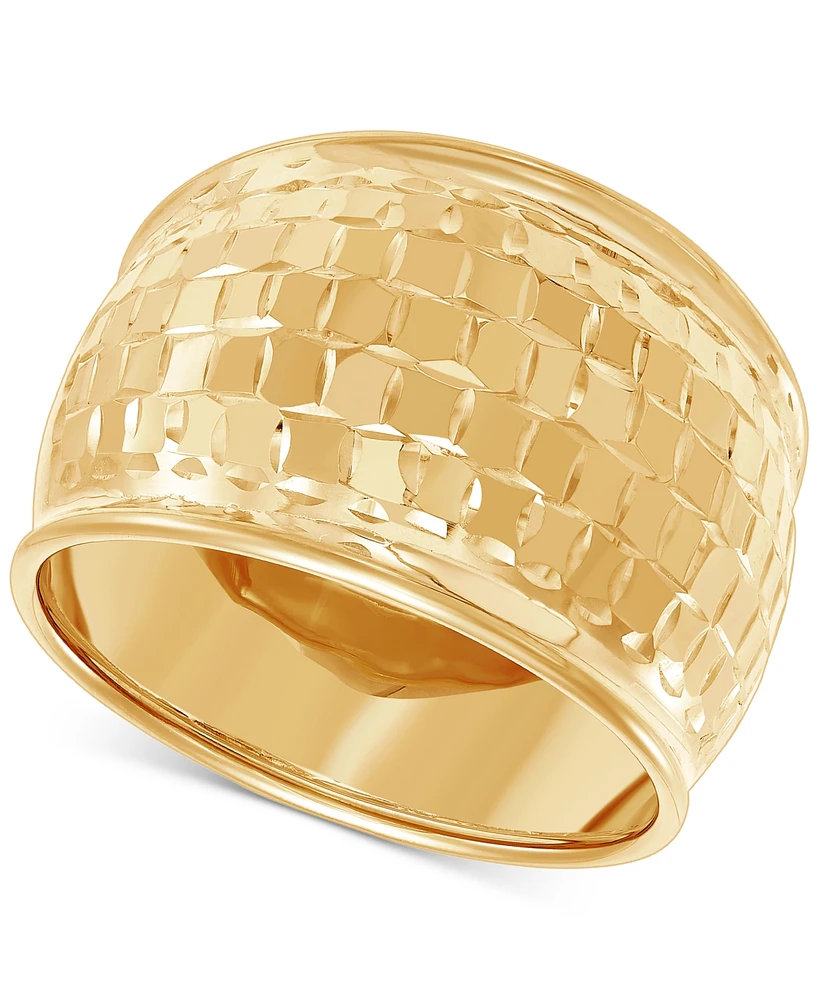 Polished Woven Design Wide Width Statement Ring in 10k Gold