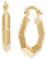 Polished Geometric Knife Edge Small Hoop Earrings in 14k Gold, 3/4"