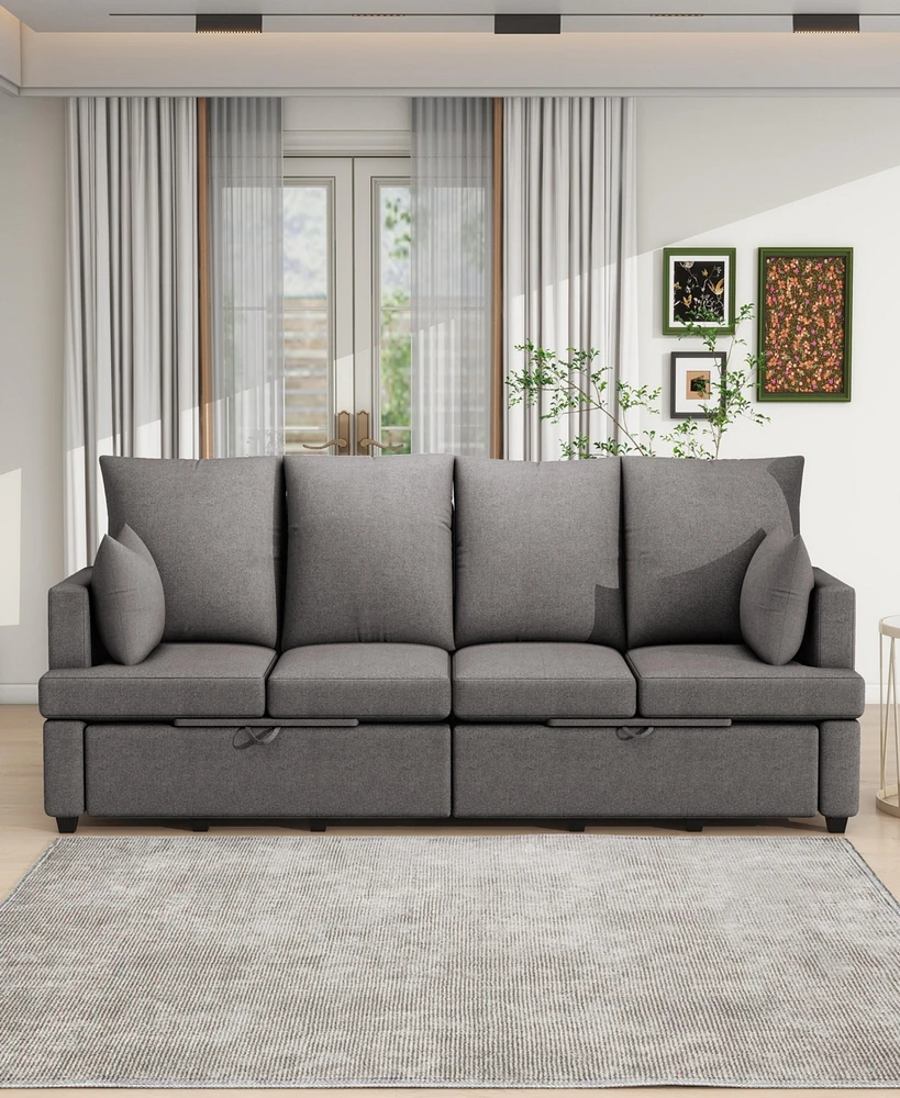 Streamdale Furniture Modern Modular Sofa, 4 Seat Chenile sectional Couch Set with 2 pilows lncluded, freely CombinableIndoor Funiture for Living Room,