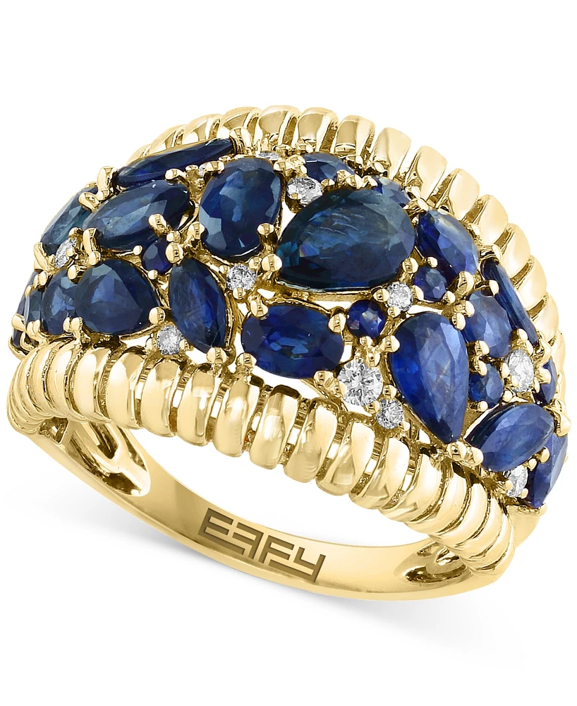 Effy Collection Diamond (1/6 ct. t.w.) & Sapphire (3-1/2 ct. t.w.) Ring in 14k Yellow Gold