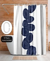 Americanflat 71x74 Shower Curtain - Blue Abstract Design - Indigo Vine by Chaos & Wonder Design