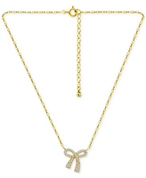 Giani Bernini Cubic Zirconia Bow Pendant Necklace, 18" + 2" extender, Created for Macy's