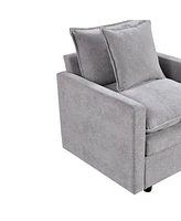 Streamdale Furniture Chenille Fabric Comfy Deep Single Seat Sofa Upholstered Reading Armchair Living Room