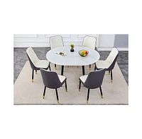 Simplie Fun Table and chair set.Modern Extendable Mdf Dining Table.The table has a telescopic design, suitable for gatherings of different size.Paired