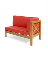 Streamdale Furniture Brava X-Back Corner Bench-r With Coffee Table, Red