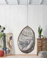 Streamdale Furniture Elegant Teardrop Rattan Hanging Chair With Plush Cushions