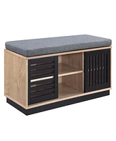 Streamdale Furniture Gamaliel Bench w/Storage in Oak & Espresso Finish