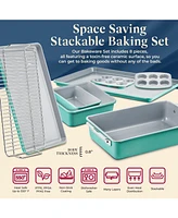 Bakken 8-Piece Stackable Bakeware Set - Ceramic Non-Stick Coating, Baking Sheets, Assorted Baking Pans, Ptfe, Pfoa & Pfos Free