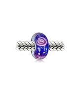 Bling Jewelry Murano Glass Charm Bead Sterling Silver Core Floral Blue Pink Green Spacer