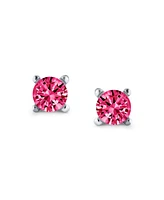 Bling Jewelry Red Cubic Zirconia Stud Earrings Sterling Screwback Imitation Ruby