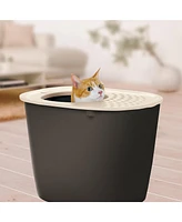 Richell Paw Trax: Top Entry Cat Litter Box - Brown