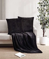 City Scene Solid Faux Fur Black Throw Blanket-50X60