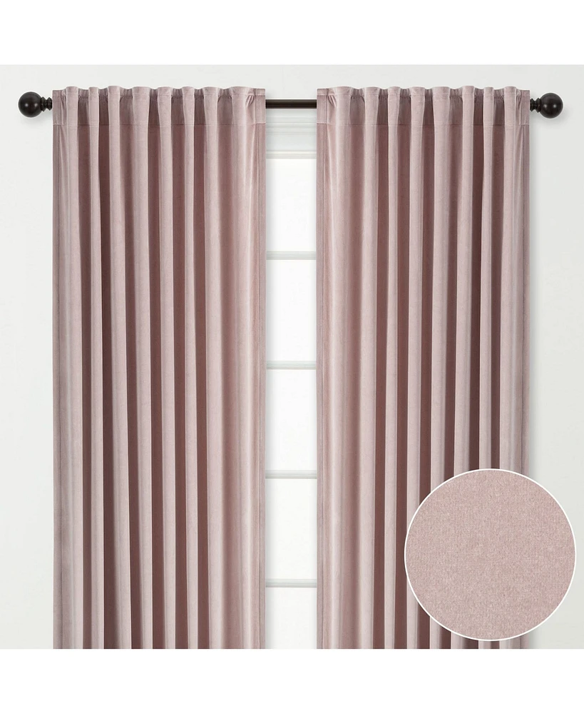 Chanasya Premium Solid Velvet Curtains - Classy and Drapes for Living Room or Bedroom 52" x 108" Blush, 2 Panels