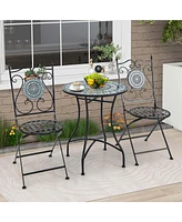 Costway Set of Mosaic Chairs for Patio with Decorative Backrest Heavy-Duty Frame