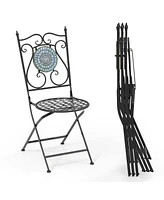 Costway Set of Mosaic Chairs for Patio with Decorative Backrest Heavy-Duty Frame