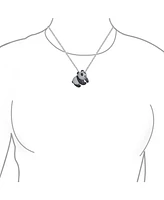 Bling Jewelry Panda Bear Pendant Necklace Black Cubic Zirconia Silver Plated