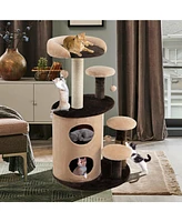 40 Inch Cat Tree Tower Multi-Level Activity Tree with 2-Tier Cat-Hole Condo